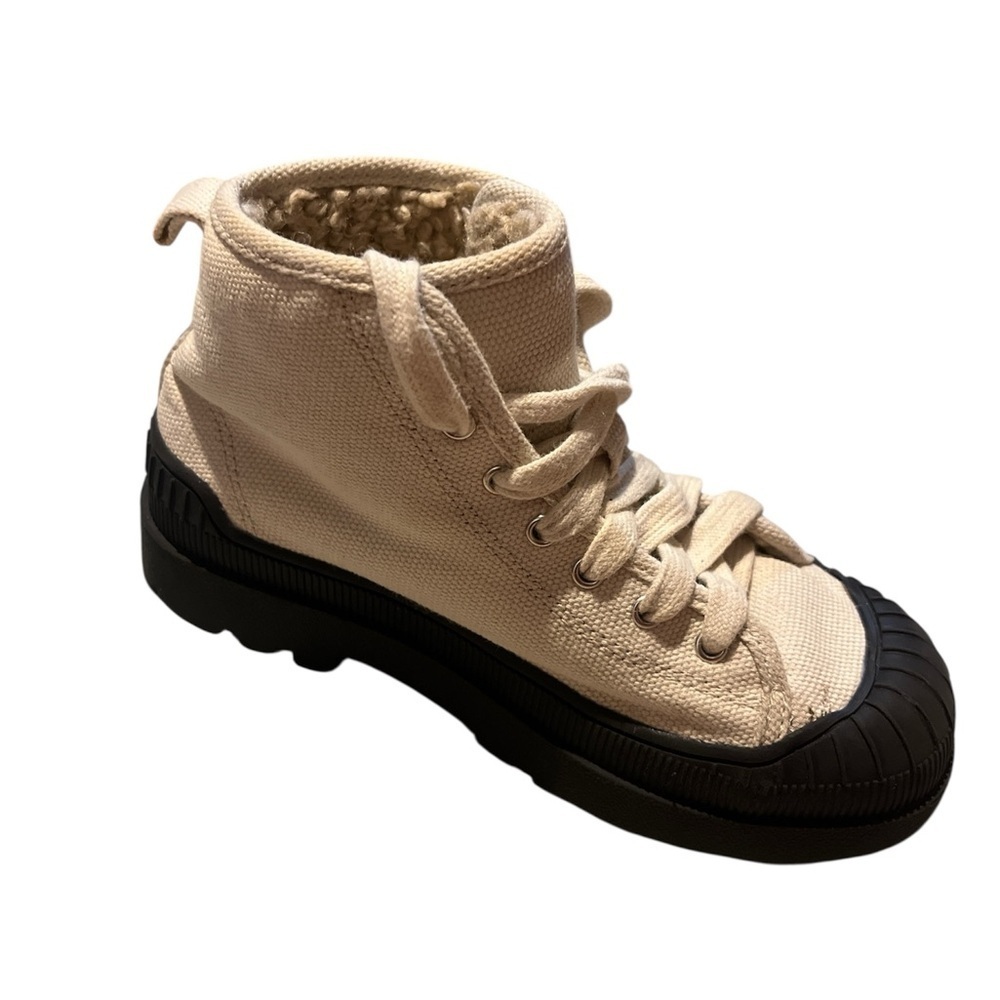Zara Kids Beige Canvas Sneakers with Black Sole